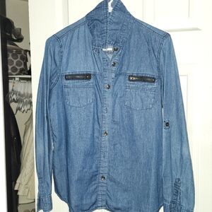 Denim-like button down top